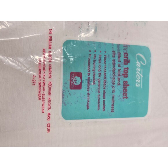 NOS VINTAGE CARTER'S CRIB TOP SHEET WHITE YELLOW CLOWNS BEARS COTTON KNIT - Picture 9 of 12